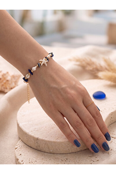 Vinlora Design Lapiz Lazuli Natural Stone Starfish & Seashell Bracelet – Eleg...