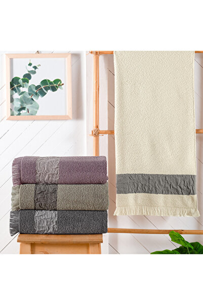 LC Waikiki Nevavm Farkıyla Crepe Dobby Towel 70X140 Cm-Cream