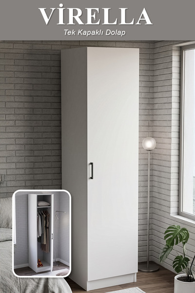 ygdecor Virella Gardrop Askılı Elbise Dolabı Raflı Elbise Dolabı