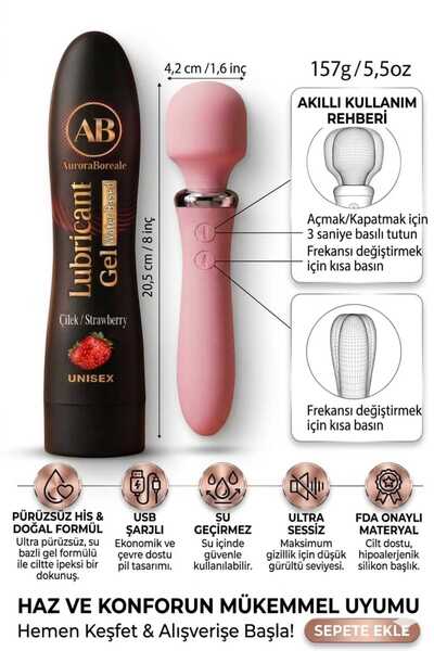 AuroraBoreale Büyük Boy Çilekli Kayganlaştırıcı Jel 10 Titreşim Modlu Masaj A...