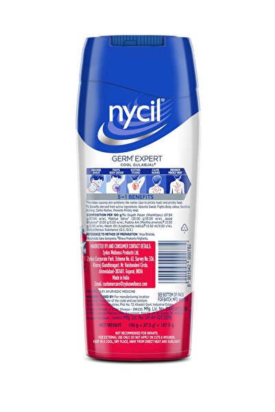 NYCIL Germ Expert Cooling Talc - Prickly Heat powder Cool Gulabjal Cooling Ta...