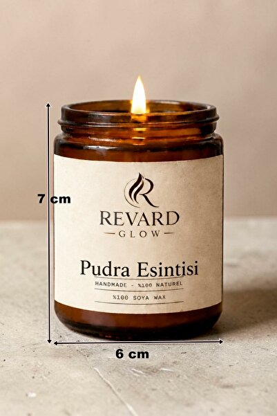 Revard Glow Pudra Esintisi Kokulu Mum - %100 Doğal El Yapımı Soya Mumu - 100 cc Cam Kavanoz