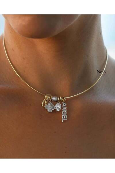 neslyaccessories Angel charm wire choker necklace