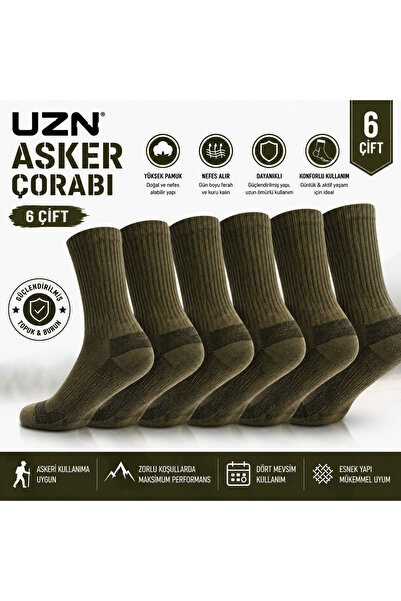 UZN SOCKS 6 pari vojnih čarapa – pamučne, izdržljive, prozračne duge čarape