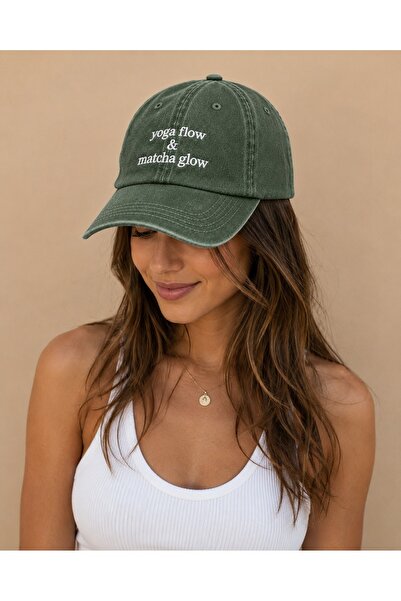 WeavedCo Yoga Flow Matcha Glow Written Vintage Washable Hat