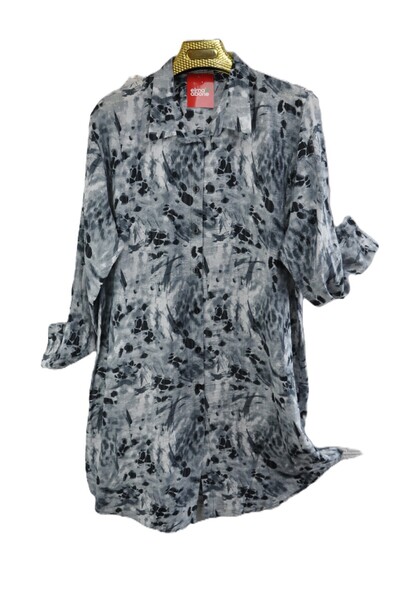 elma abone Super Battal Viscose Patterned Tunic Shirt