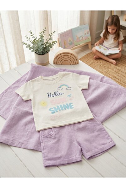 INFANT Set tricou și pantaloni scurți din in cu înghețată