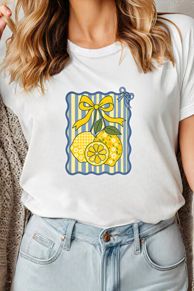 Sarah's Boutique Women's T-shirt – 100% cotton – Lemon Stripes