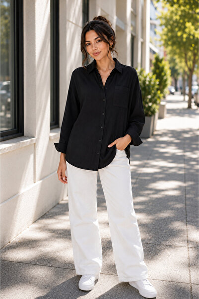 Hayalet Premium Cotton Woven Women's Muslin Shirt – Loose Fit Long Tunic