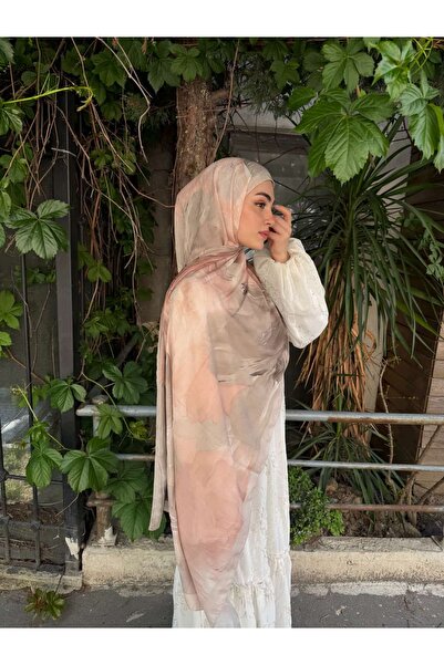 ARZU SEMA شال سيميكا بنمط كريمي من الخيزران مقاس 75x185 سم