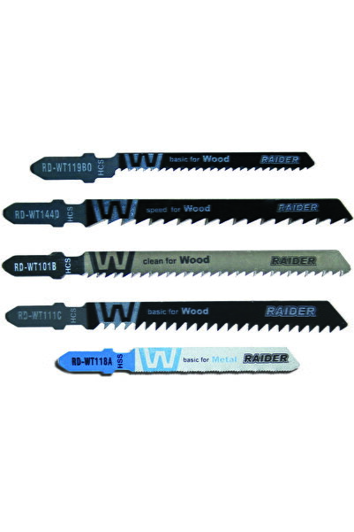 Raider Set lame fierastrau pendular lemn si metal T 5pcs.