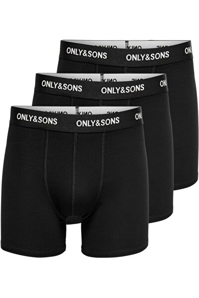 Only & Sons Onsfvitz Plain Black Boxer Shorts for Men, 3 Pieces - 3854