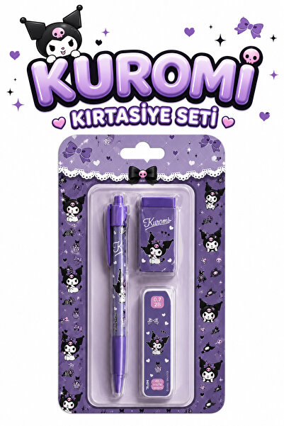 kuromi Kırtasiye Seti 3'lü Okul Seti Kalem Silgi Uç Kutusu