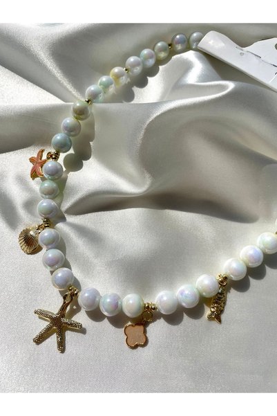 Modesa bijuteri Colorful Sea Figure Charm Bead Necklace - Summer Necklace - Charms May Vary