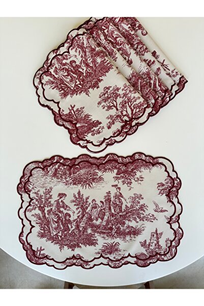 NURHAN HOME COLLECTION Toile De Jouy Desenli Lüks Amerikan Servis 6'lı Set - L'Antique Serisi