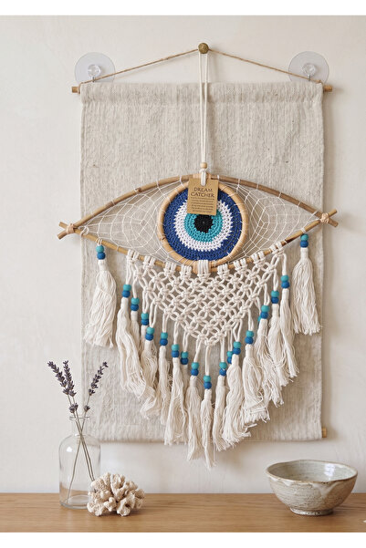 Meya design Nazar Boncuklu Makrome Düş Kapanı Duvar Dekoru (38x42 cm)