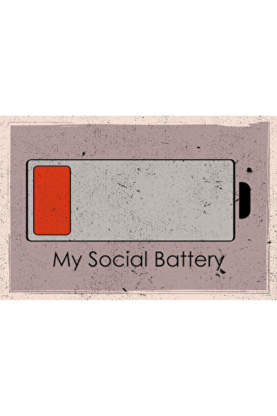 tpkitapevi Retro Vintage 5 mm Ahşap Üzerine My Social Battery Temalı Poster Tablo 20X30 cm