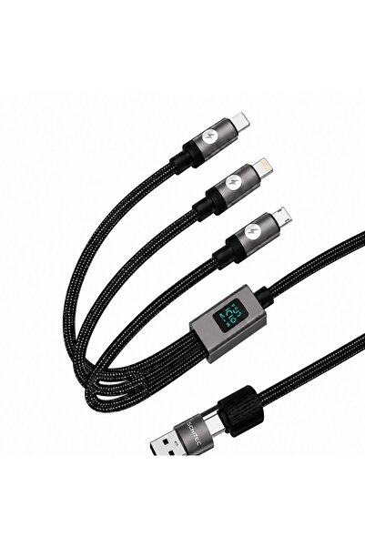 schitec 5in1 100W Göstergeli Type-C ve UsbA Girişli Micro Type-C Lightning Çı...