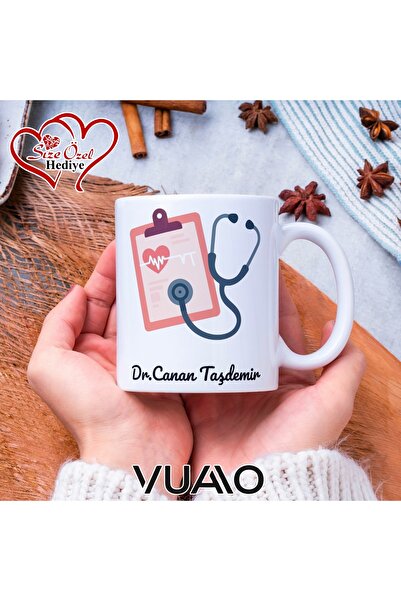 VUAO Doktora Özel İsimli Yazılı Kupa Bardak, Kişiye Özel Baskılı İsme Özel Ku...