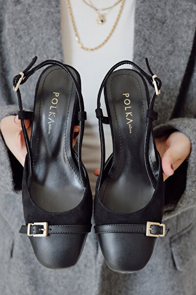 POLKA STORE Ballet Slingback Women's Shoes with Belt Detail, Mascaret Buckle,...