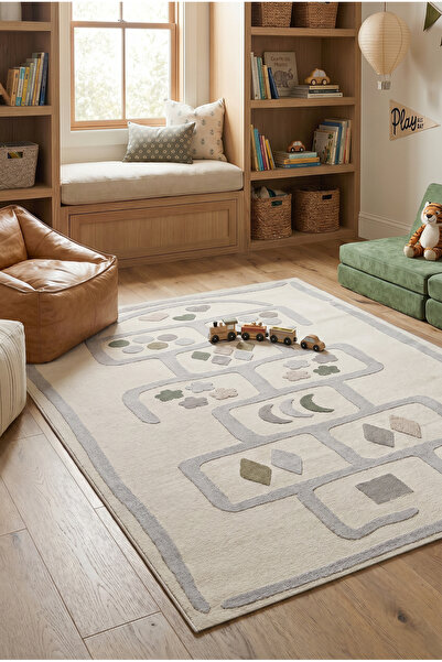 SERENZA HOME LİVİNG Tiny Tales Seksek Macerası Çocuk Halısı | Yumuşak Dokulu ...