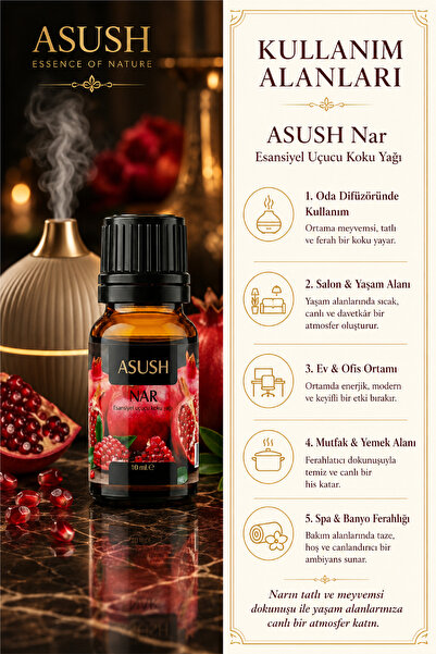 ASUSH Nar Esansiyel Yağ 10 ML – Tatlı, Meyvemsi ve Kalıcı Ortam Kokusu