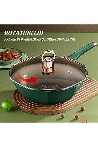 Vitakit Octagonal Nonstick Cooking Pot – Heat Insulated Saucepan with Glass L...