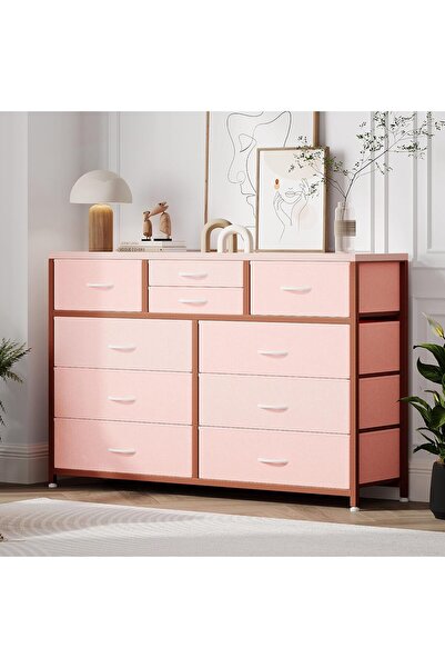 Garvee 10-Drawer Dresser TV Stand, Small TV Cabinet with Metal Frame, Chest o...
