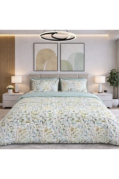 Pucioasa %100 cotton satin double Duvet Cover Set with 2 sides, 4 pieces, gre...