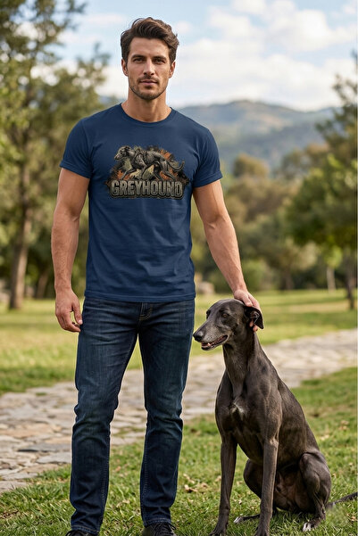 WİDİ Unisex Grey Hound Printed T-Shirt - Hunter Dogs Series Crew Neck Cotton ...