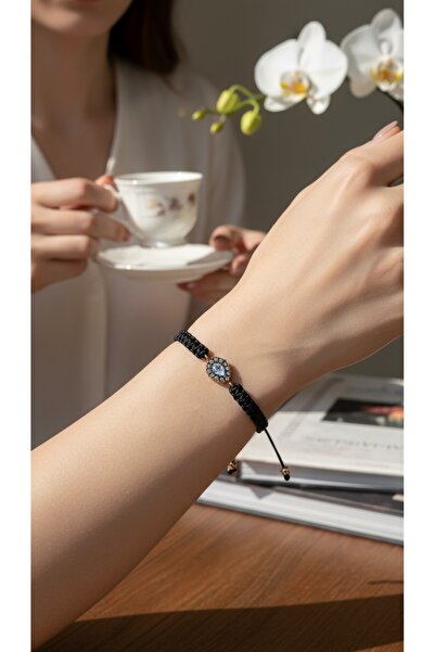 FAYRA ACCESSORIES Zircon Stone Water Drop Figured Macrame Bracelet