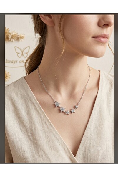 T-HAZEL Star Studded Silver Color Necklace Aly