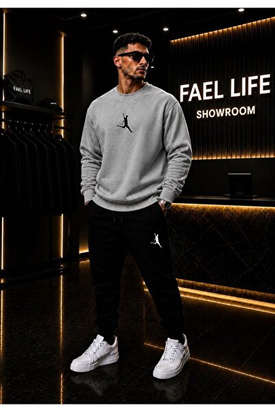 FAEL LİFE Unisex Wide Cut Zero Collar and Sweatpants Football Player Printed Set