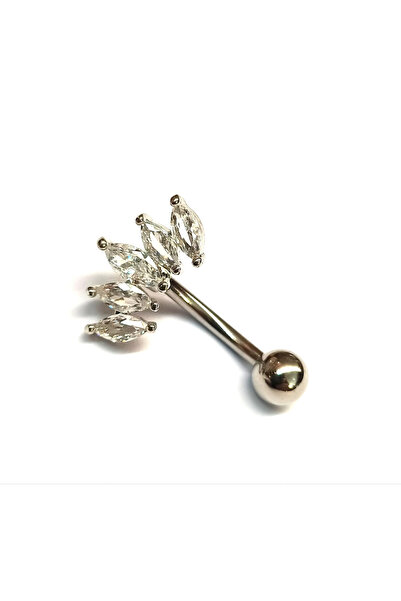 OEM Αξεσουάρ Αμάλφι Σκουλαρίκι piercing αφάλου από ατσάλι σε ασημί απόχρωση