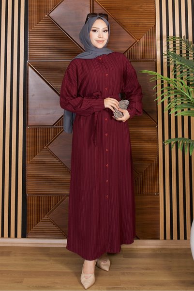 Moda MSK Batwing Sleeve Buttoned Belted Dress
