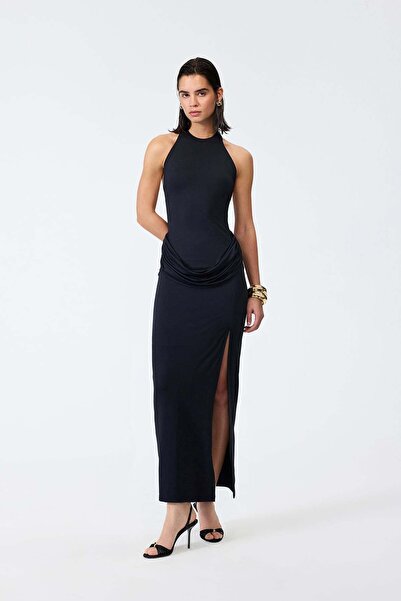 VATKALI Drape Detailed Halter Neck Maxi Dress