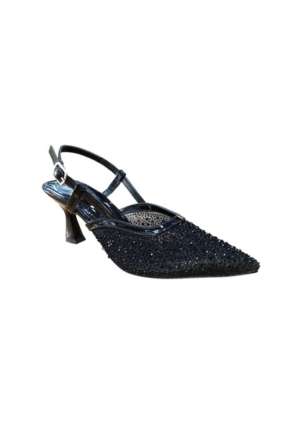 MARZELLA ACCESSORİES Marzella 390 Women's Stoned Tulle 7 cm Goblet Heeled Ope...