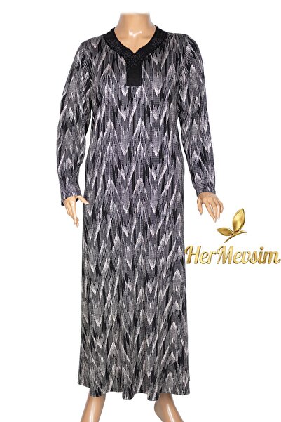 HESNA Women's Demet Plus Size Black Dress with Cups Pattern 7