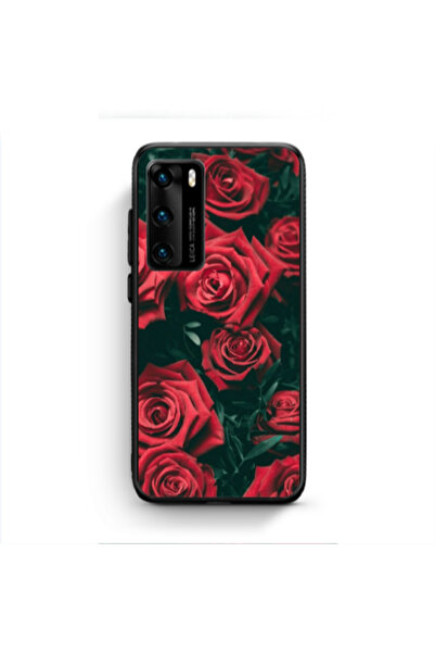 Other Huawei P40 Red Roses Black Glossy Θήκη