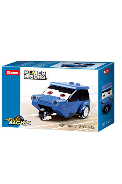 OEMS 🧱 🚗 Cartoon Car with Rear Pull (Special Design) Blue 42 Pieces