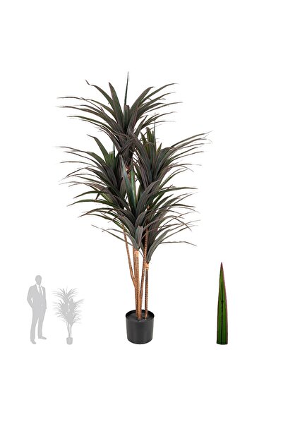 Roberto Rossi Dracaena artificiala marginata cu 180 frunze verzi cu rosu H150 cm
