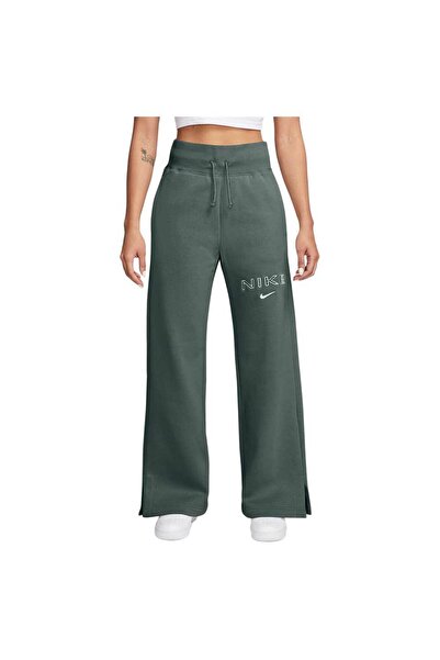 Nike Pantaloni sport de damă din fleece Phoenix, cu talie înaltă și logo, măr...