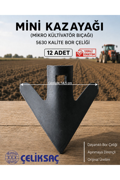 ÇELİKSAÇ Orijinal MİNİ KAZAYAĞI (MİKRO KÜLTİVATÖR BIÇAĞI) - 12 Adet 5630 Bor ...