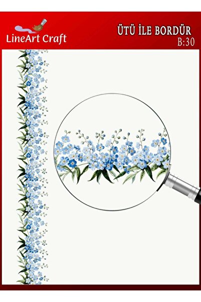 LİNEART Iron-On Border Rubon Transfer Printing Wood & Fabric Transfer No.:B30...