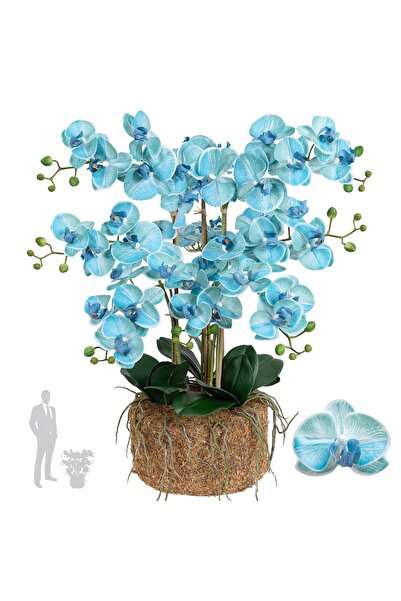 Roberto Rossi Orhidee artificiala albastru cu turquoise cu aspect H66 cm cu 9...