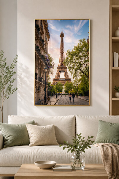 sayetablo Paris Düşü - Gerçek Cama Baskı Gold Alüminyum Metal Çerçeveli Tekli...