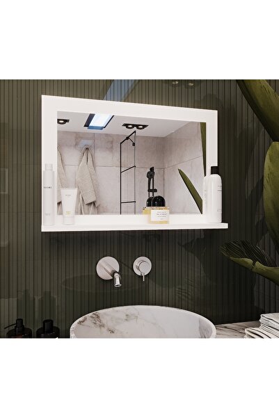DAKORA HOME ZARİF Banyo Aynası,45x60Dresuar Beyaz Raflı