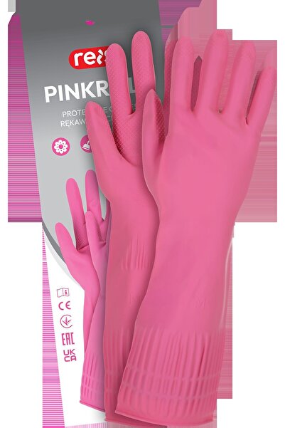 Reis RPINKROLL mănuși de protecție din latex roz de 38 cm cu manșetă rulată ș...