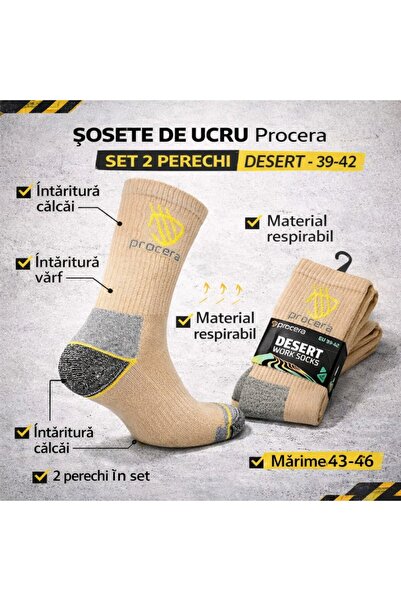 Procera Work socks, Procera, set of 2 pairs, size 39-42, Desert