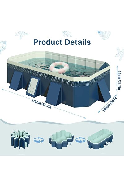 VUCATIN Foldable plastic swimming pool, non-inflatable, with drain plug and d...